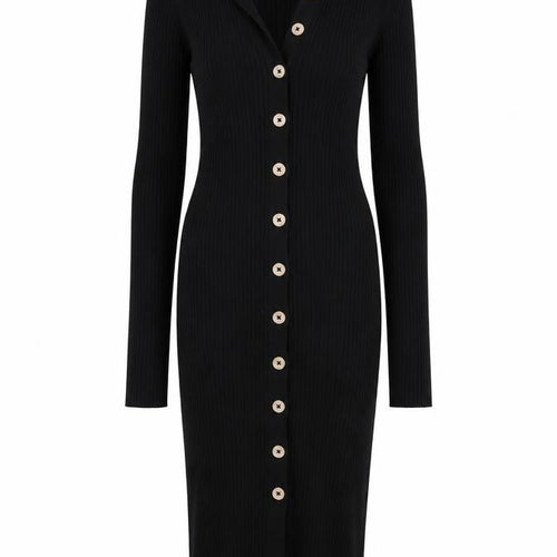 Brave Soul Women Black Collared Button Bodycon Knit Dress Size S