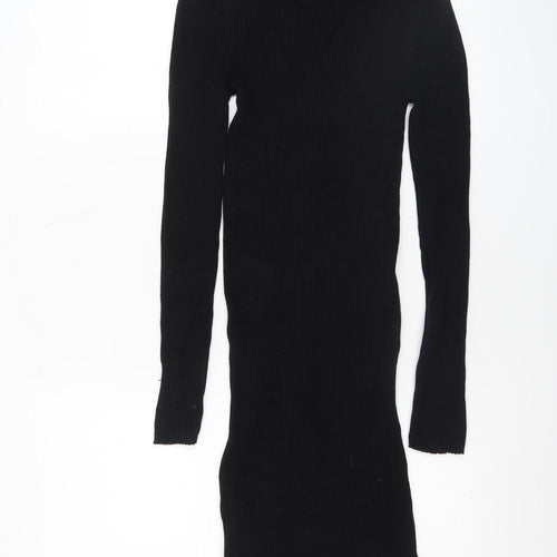 Brave Soul Women Black Collared Button Bodycon Knit Dress Size S