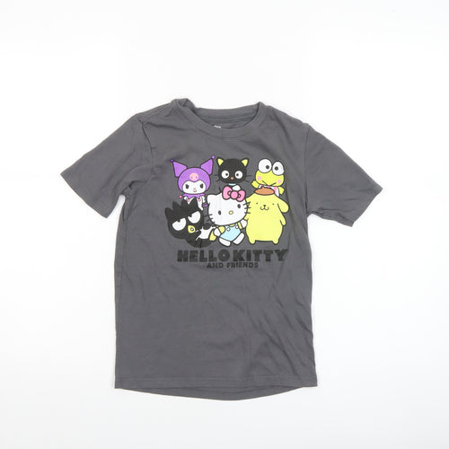 Sanrio Girls Grey Hello Kitty Graphic T-Shirt 6-7 Years Cotton Blend