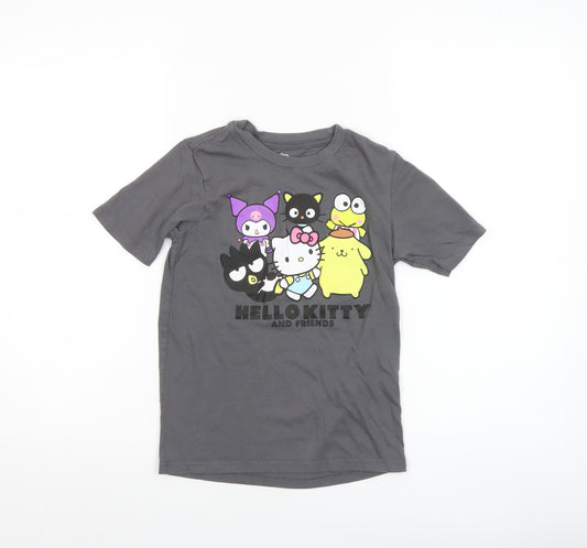 Sanrio Girls Grey Hello Kitty Graphic T-Shirt 6-7 Years Cotton Blend