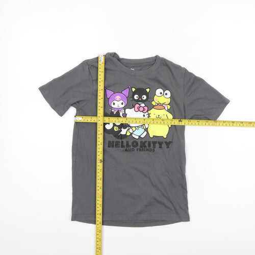 Sanrio Girls Grey Hello Kitty Graphic T-Shirt 6-7 Years Cotton Blend