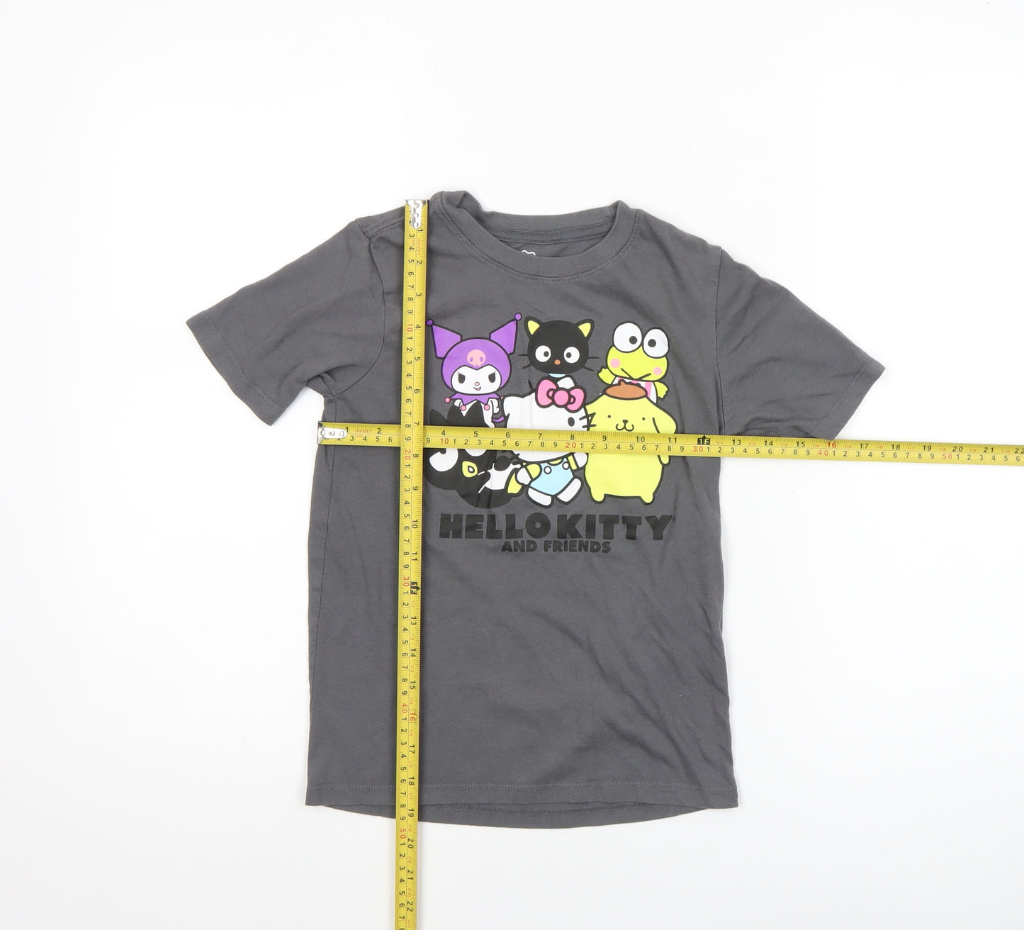 Sanrio Girls Grey Hello Kitty Graphic T-Shirt 6-7 Years Cotton Blend