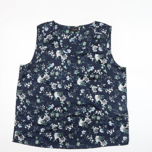 Vila Womens Blue Floral Satin Camisole Blouse Top XL