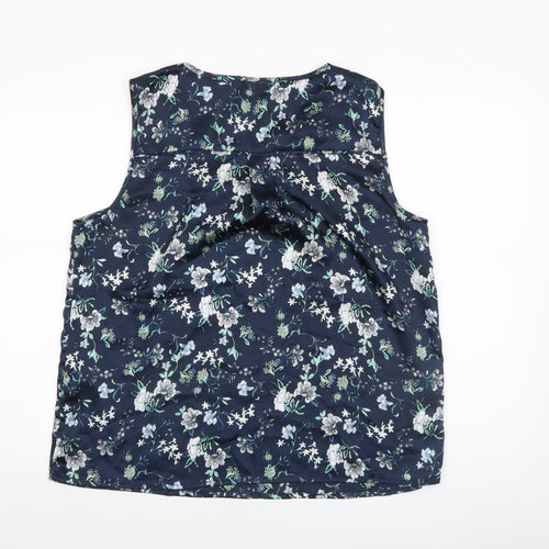 Vila Womens Blue Floral Satin Camisole Blouse Top XL