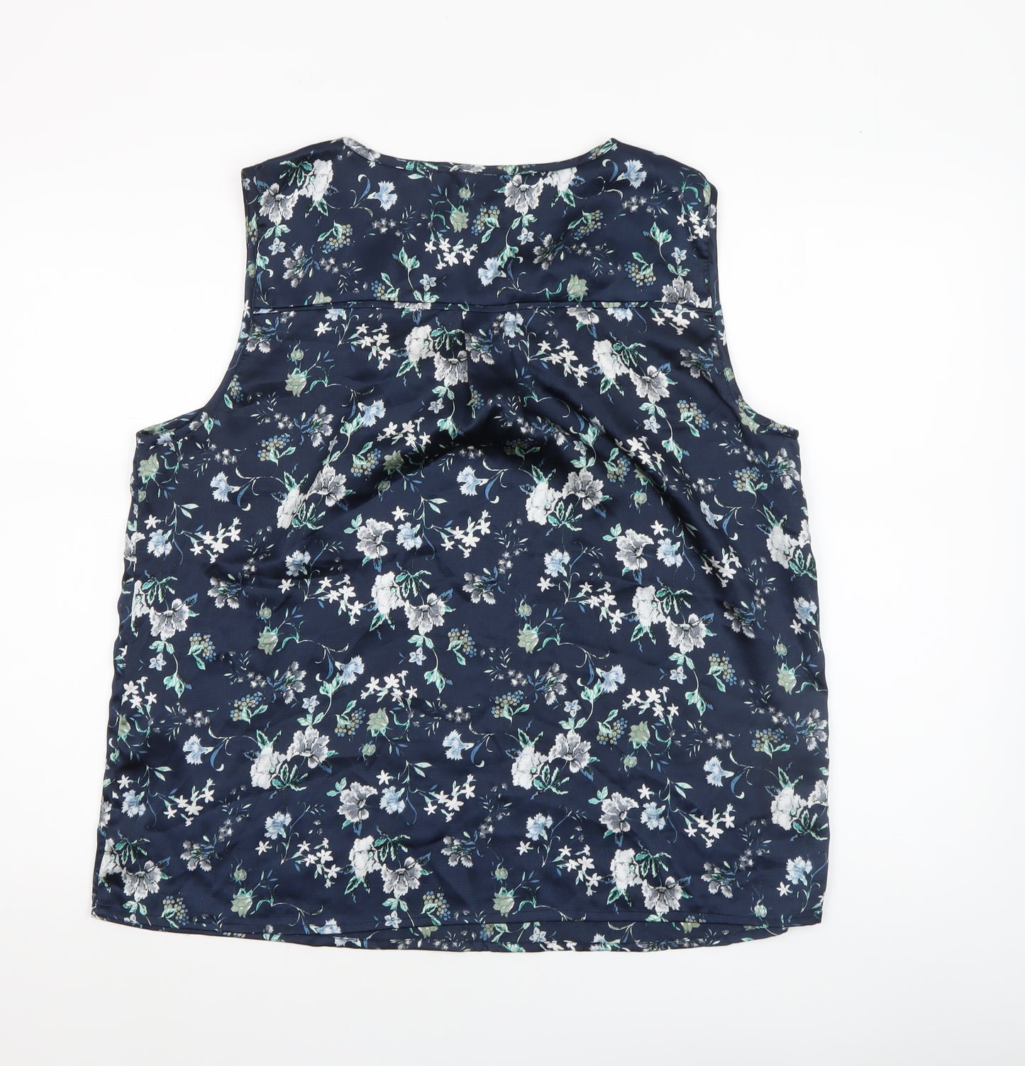 Vila Womens Blue Floral Satin Camisole Blouse Top XL