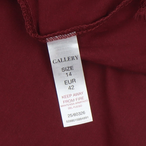 Gallery Women's Burgundy Lace Long Sleeve Blouse Size 14