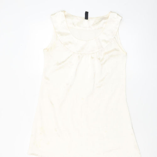 ONLY Women Ivory Sleeveless Satin Tank Top Size M