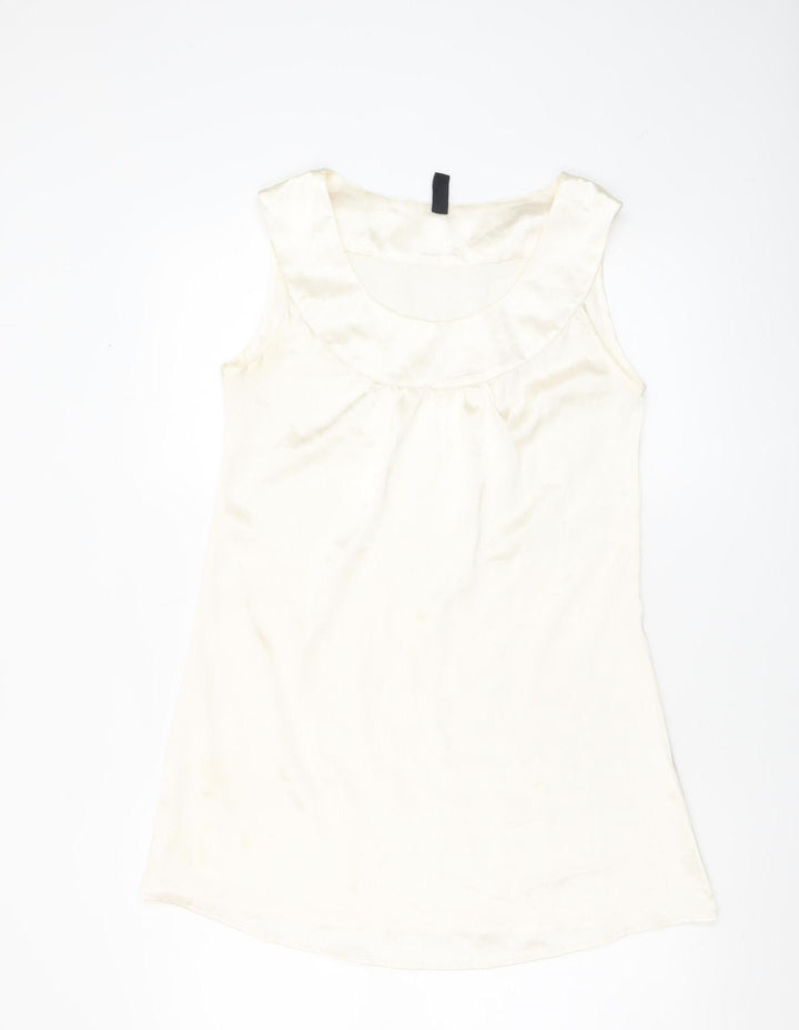 ONLY Women Ivory Sleeveless Satin Tank Top Size M