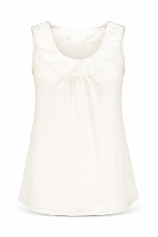 Front view of Only Women Ivory Sleeveless Satin Tank Top, size M