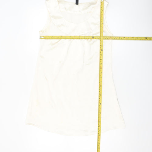 ONLY Women Ivory Sleeveless Satin Tank Top Size M