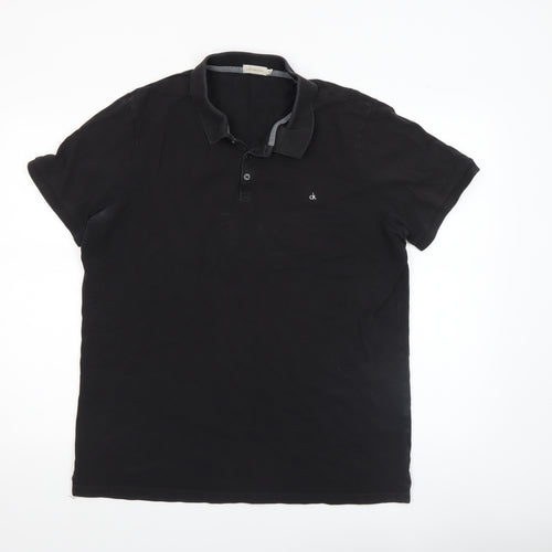 Calvin Klein Men's Black 2XL Polo Shirt Classic Logo Cotton