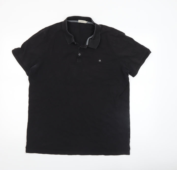 Calvin Klein Men's Black 2XL Polo Shirt Classic Logo Cotton