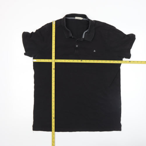 Calvin Klein Men's Black 2XL Polo Shirt Classic Logo Cotton