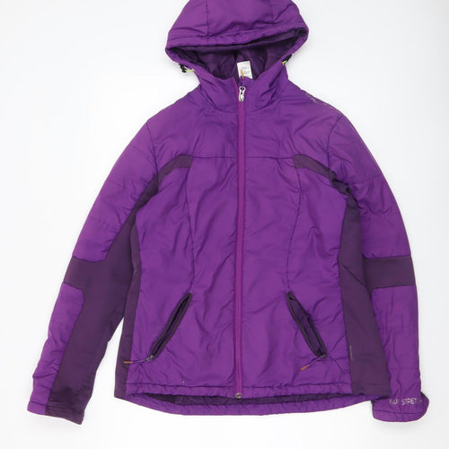 Quechua Womens Purple Hooded Puffer Jacket Size M Winter Outdoor Coat