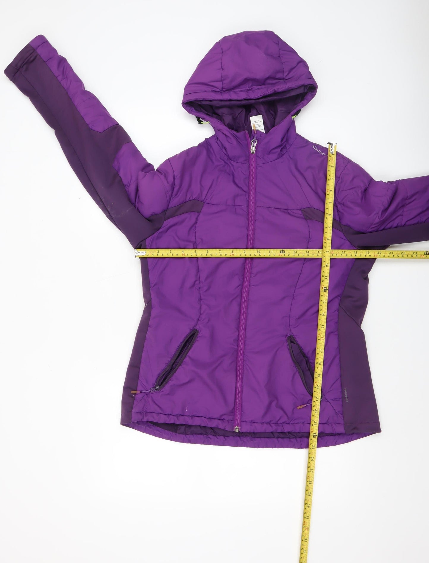 Quechua Womens Purple Hooded Puffer Jacket Size M Winter Outdoor Coat