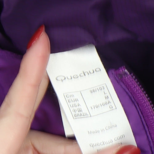 Quechua Womens Purple Hooded Puffer Jacket Size M Winter Outdoor Coat