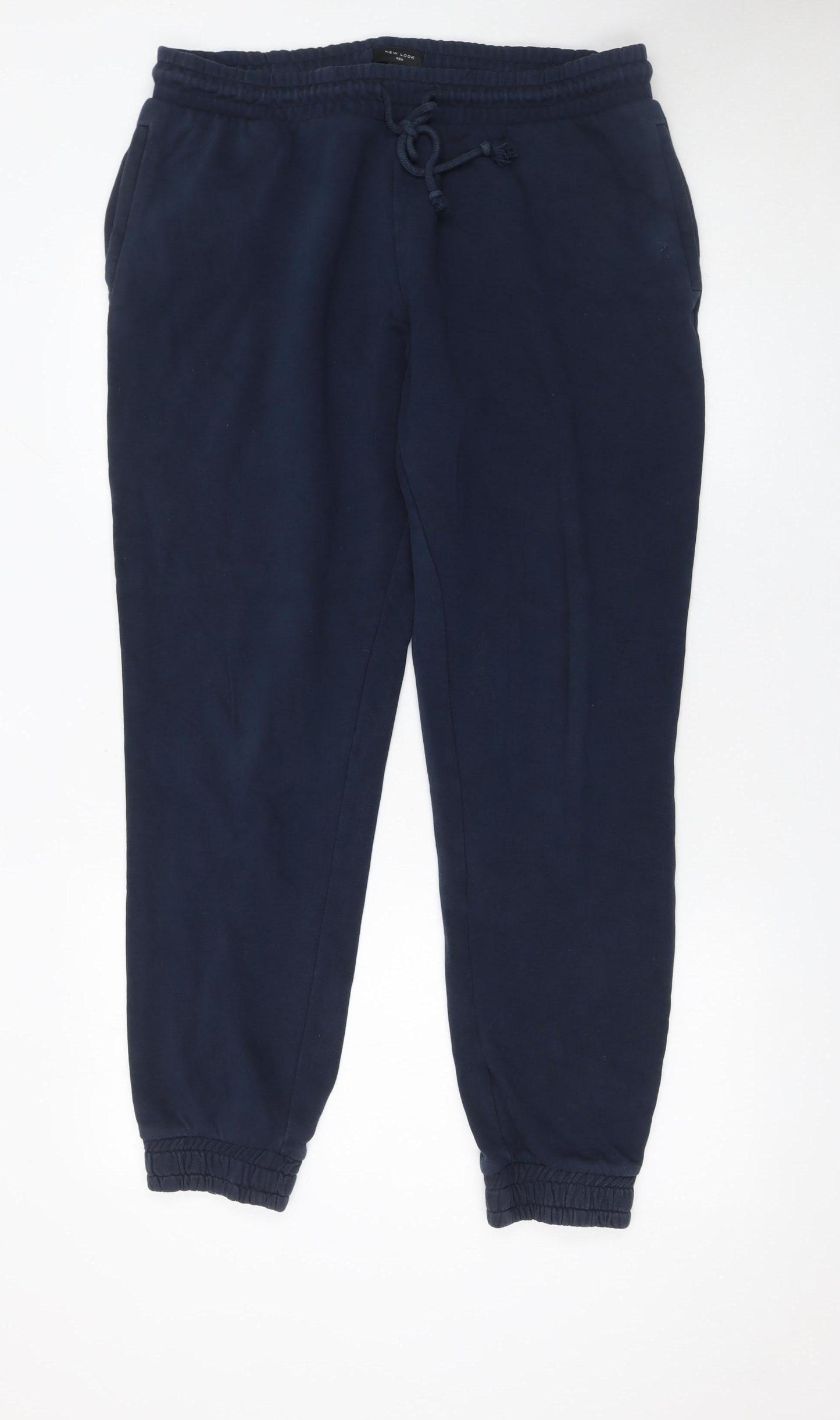 New Look Men Navy Blue L Sweatpants Cotton Blend Joggers