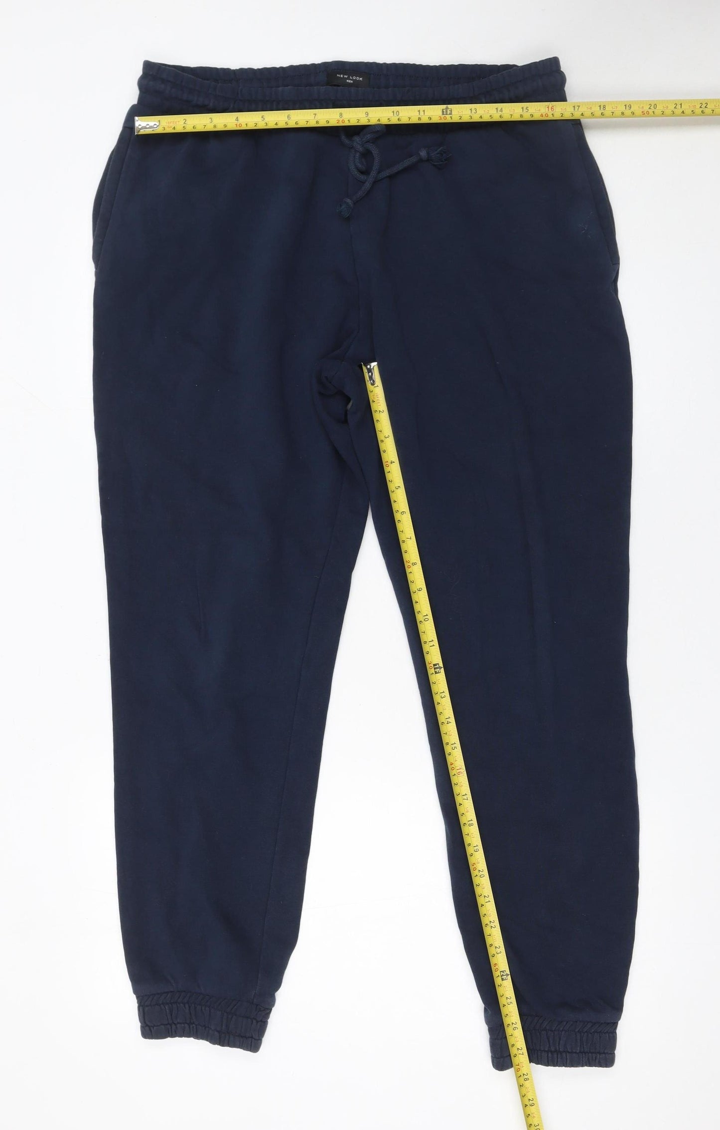 New Look Men Navy Blue L Sweatpants Cotton Blend Joggers