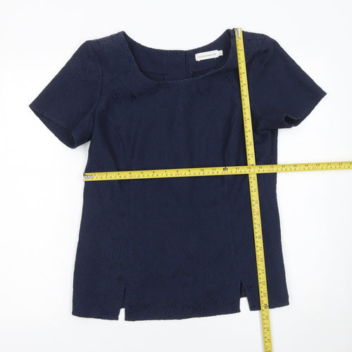 Paraphrase Women's Blue Lace Short Sleeve Cotton Blend Blouse Size 12