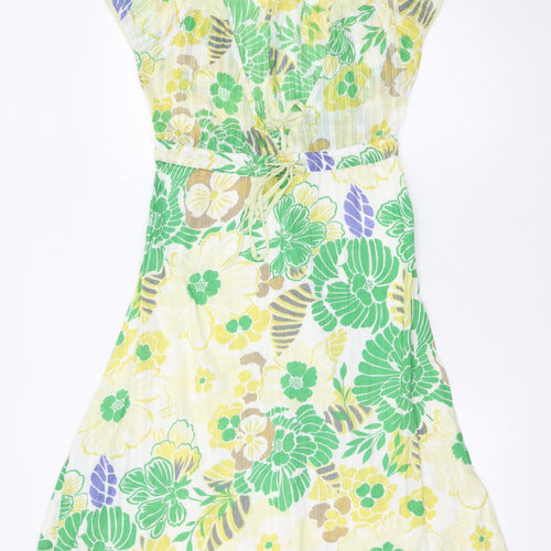 Monsoon Women’s Multicoloured Floral A-Line Cotton Knee Length Dress UK 8