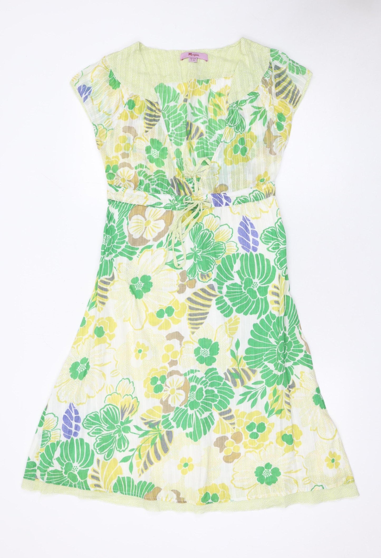 Monsoon Women’s Multicoloured Floral A-Line Cotton Knee Length Dress UK 8