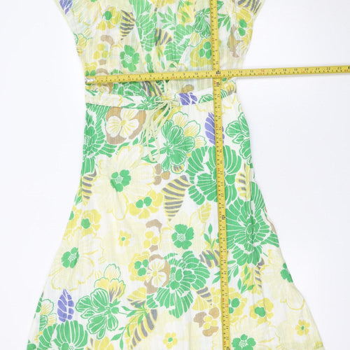 Monsoon Women’s Multicoloured Floral A-Line Cotton Knee Length Dress UK 8
