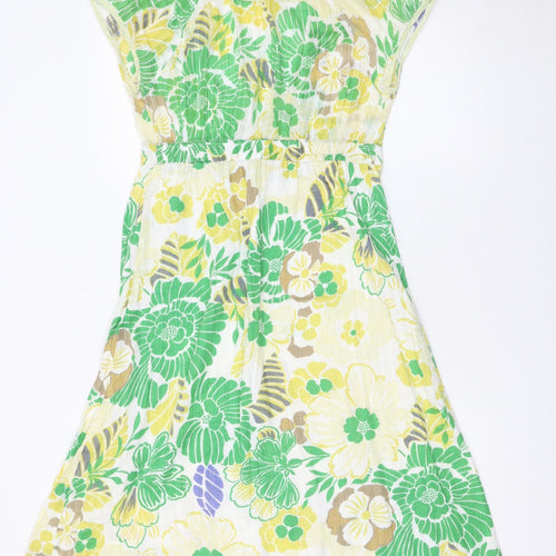 Monsoon Women’s Multicoloured Floral A-Line Cotton Knee Length Dress UK 8
