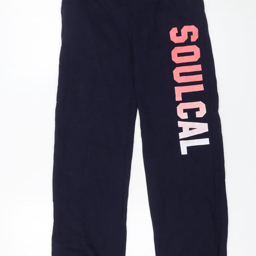 SoulCal & Co Girls Blue Jogger Trousers 13-14 Years 100% Cotton Casual Pants