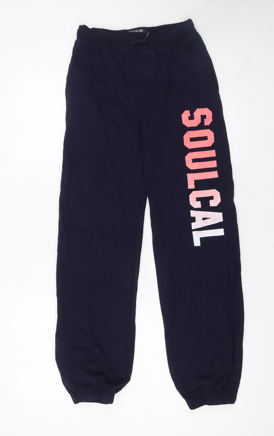SoulCal & Co Girls Blue Jogger Trousers 13-14 Years 100% Cotton Casual Pants