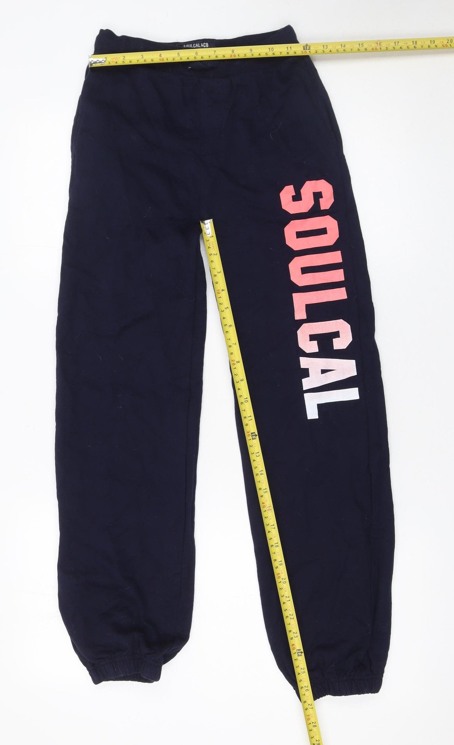 SoulCal & Co Girls Blue Jogger Trousers 13-14 Years 100% Cotton Casual Pants