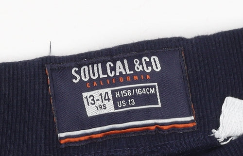 SoulCal & Co Girls Blue Jogger Trousers 13-14 Years 100% Cotton Casual Pants