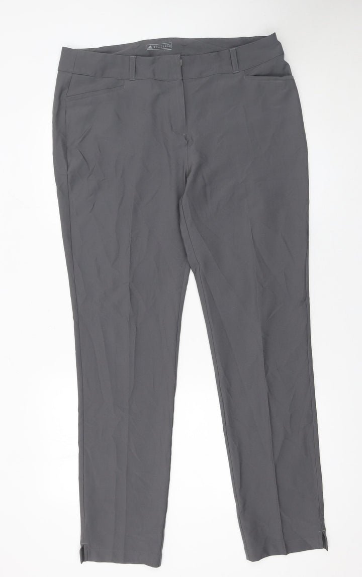 Adidas Womens Grey Size 18 Straight Slim Stretch Trousers