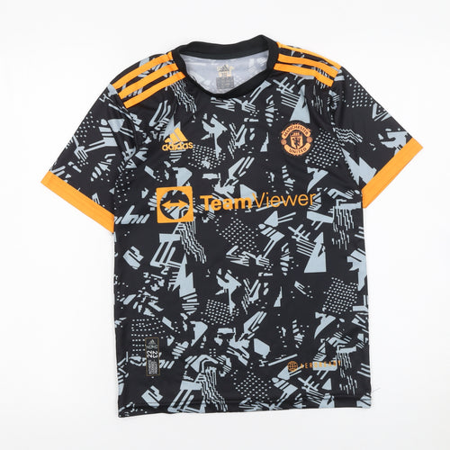 Adidas Boys Black Manchester United Jersey T-Shirt Size 152 Athletic Fit