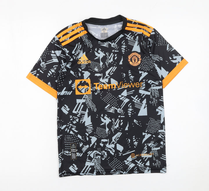Adidas Boys Black Manchester United Jersey T-Shirt Size 152 Athletic Fit