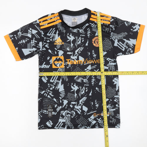 Adidas Boys Black Manchester United Jersey T-Shirt Size 152 Athletic Fit