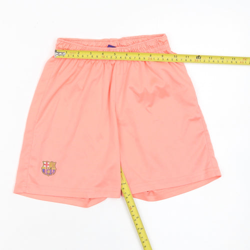 FC Barcelona Boys Pink Athletic Shorts Size 10 Lightweight Elastic Waist