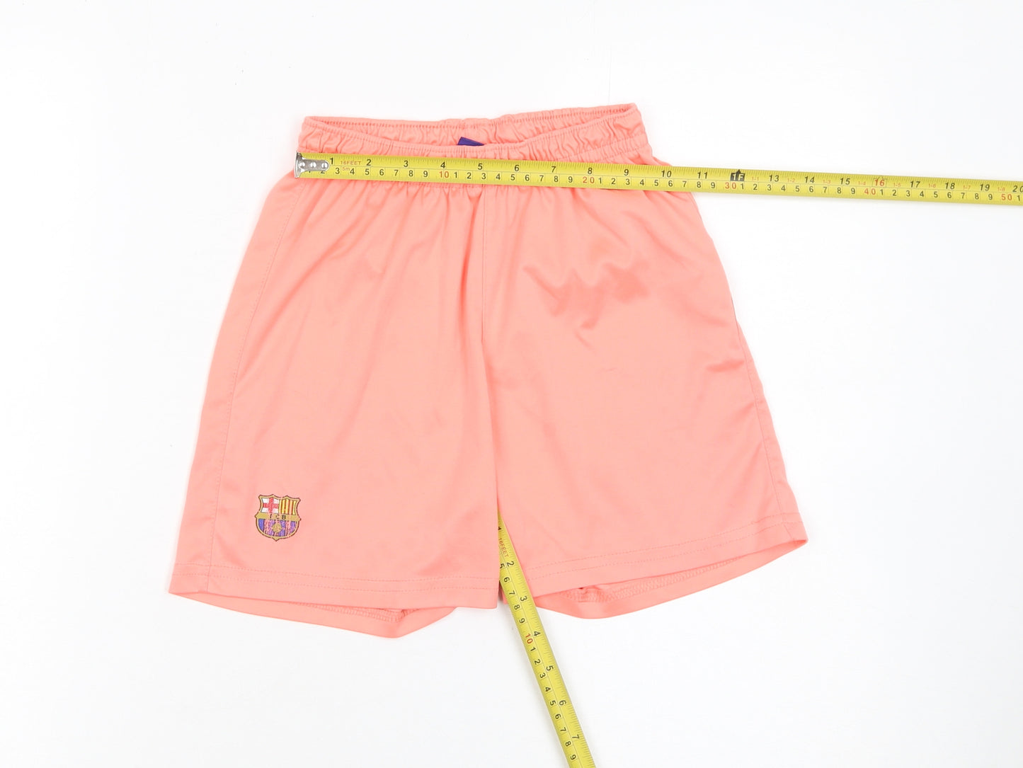 FC Barcelona Boys Pink Athletic Shorts Size 10 Lightweight Elastic Waist