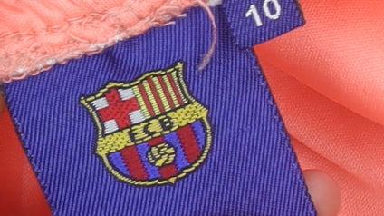 FC Barcelona Boys Pink Athletic Shorts Size 10 Lightweight Elastic Waist