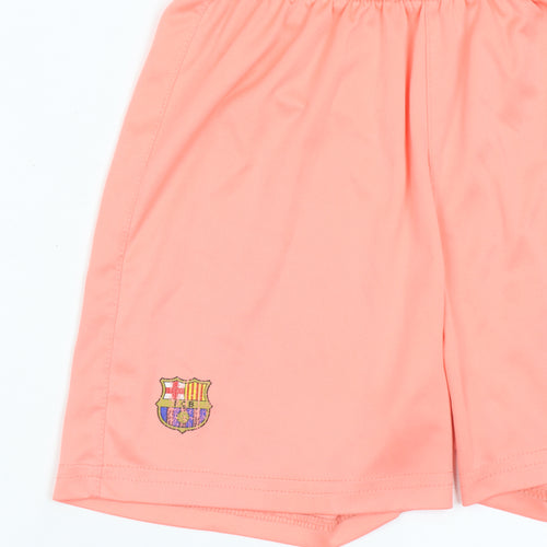 FC Barcelona Boys Pink Athletic Shorts Size 10 Lightweight Elastic Waist