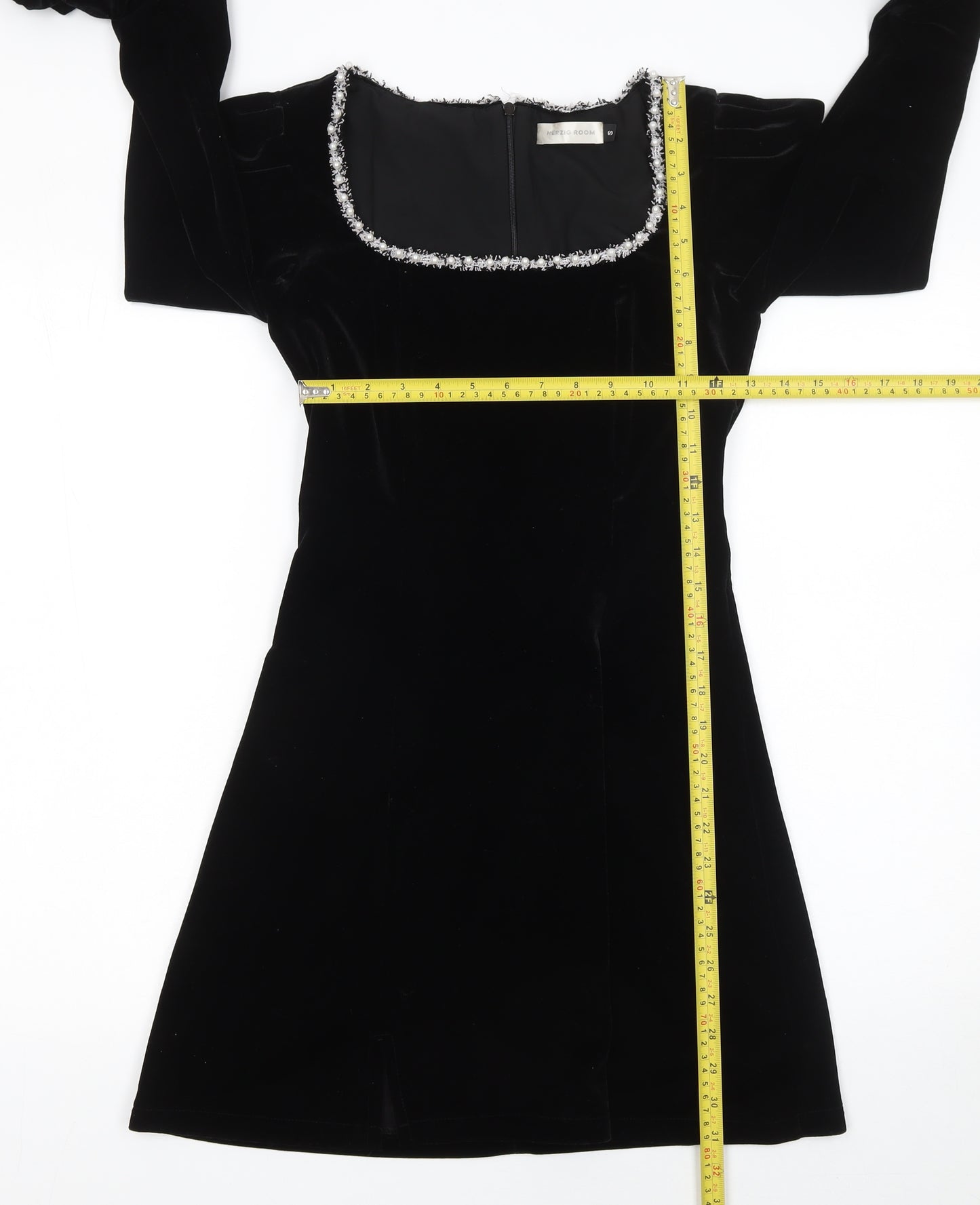 Herzig Room Women’s Black Velvet Short Party Dress Size S