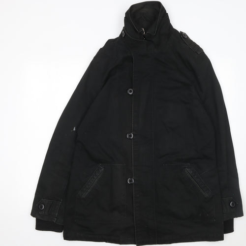 Crafted Men's Black L Military Style Mid-Length Twill Jacket