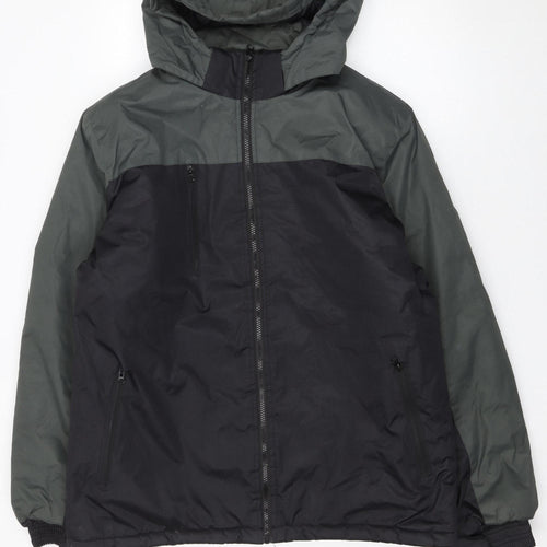 Charles Norton Men's Black L Hooded Windbreaker Jacket Lined Water Resistant