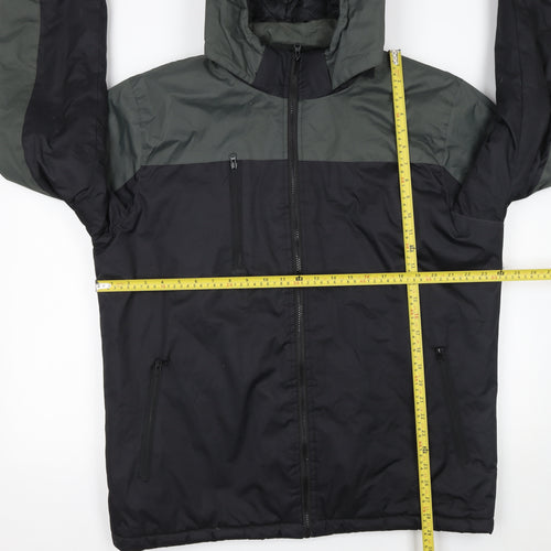 Charles Norton Men's Black L Hooded Windbreaker Jacket Lined Water Resistant