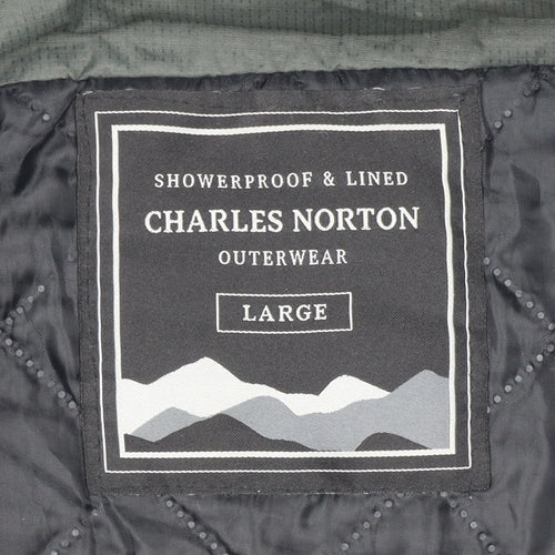 Charles Norton Men's Black L Hooded Windbreaker Jacket Lined Water Resistant