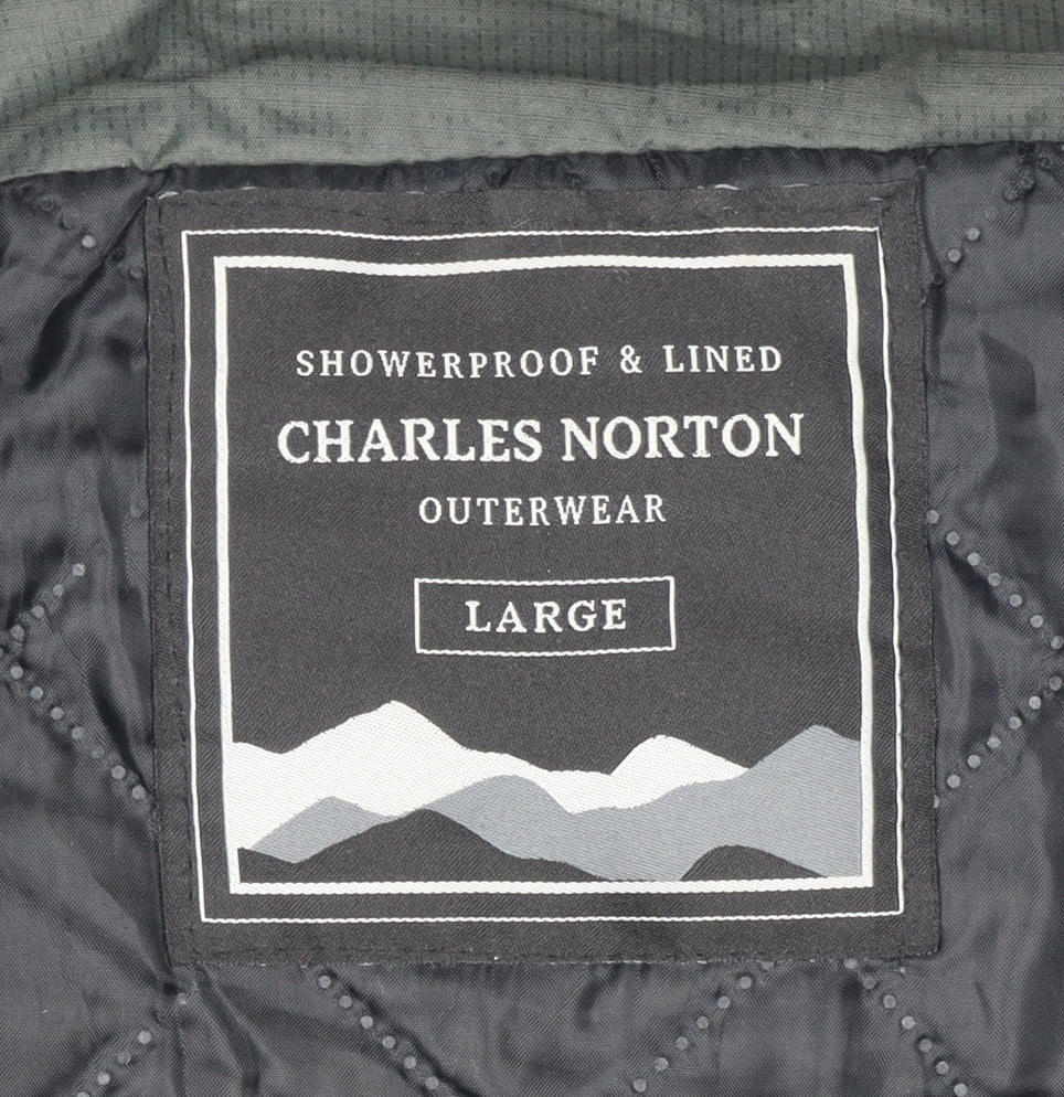 Charles Norton Men's Black L Hooded Windbreaker Jacket Lined Water Resistant