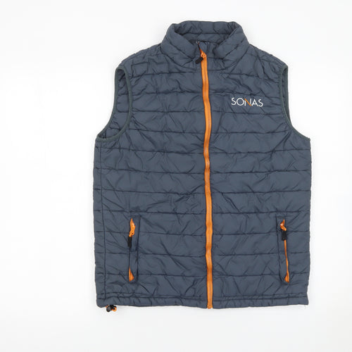 SONAS Men’s Grey Padded Bodywarmer Waistcoat Size S Full Zip Outdoor