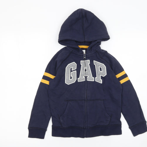 GAP Boys Blue Full Zip Hoodie 6-7 Years Logo Fleece Sweatshirt