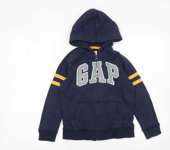 GAP Boys Blue Full Zip Hoodie 6-7 Years Logo Fleece Sweatshirt