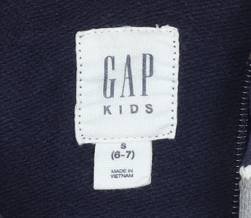 GAP Boys Blue Full Zip Hoodie 6-7 Years Logo Fleece Sweatshirt