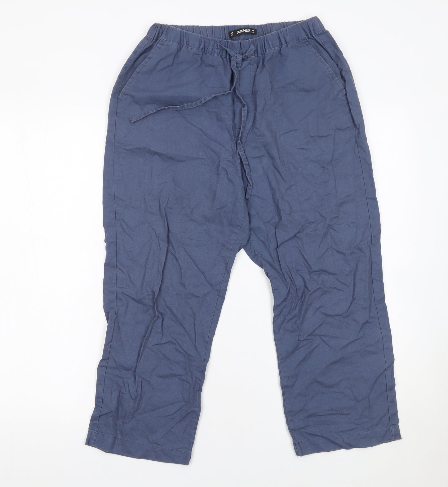 Dunnes Stores Women’s Blue Linen Cotton Drawstring Trousers XS